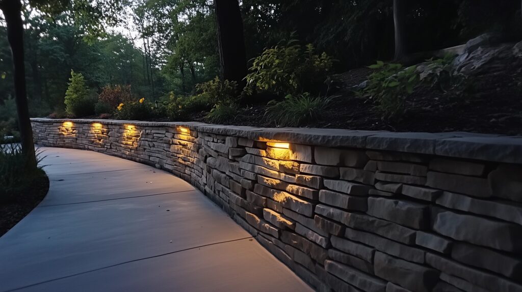 retaining wall accent lighting