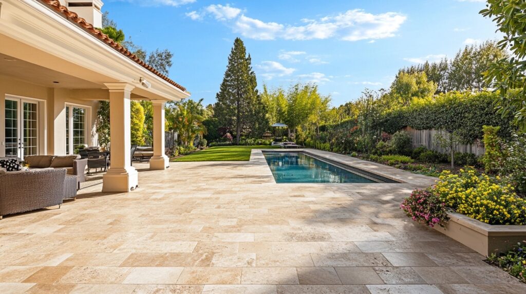 travertine patio installation