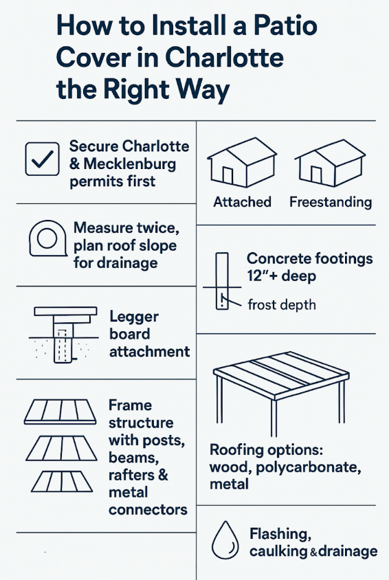 Comprehensive Guide to Installing a Patio Cover in Charlotte: Key steps and considerations for a successful patio cover project.