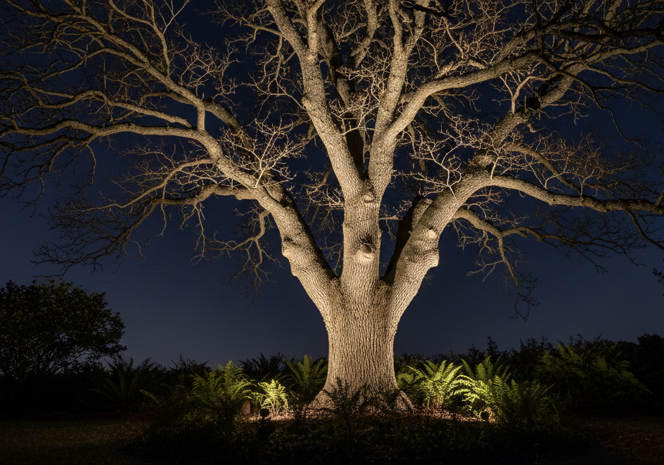 Unique garden lighting ideas elevate a backyard oasis with an enchanting, artistic touch.